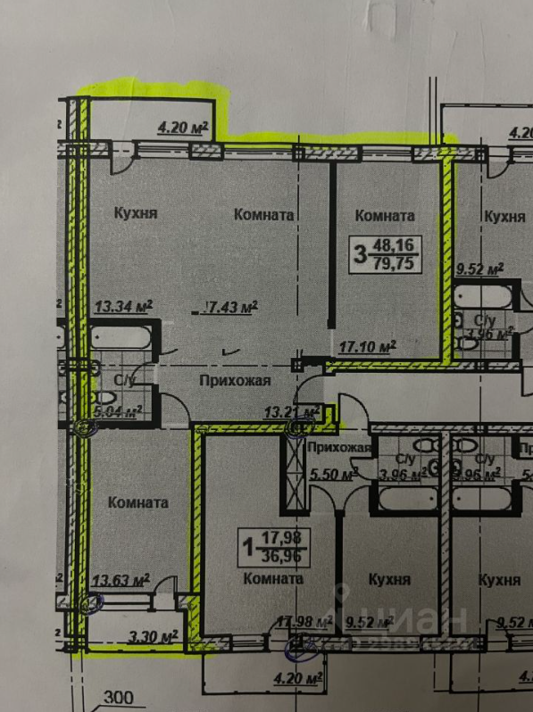 3-комнатная 82.3 м2 в ЖК undefined корпус null этаж 2
