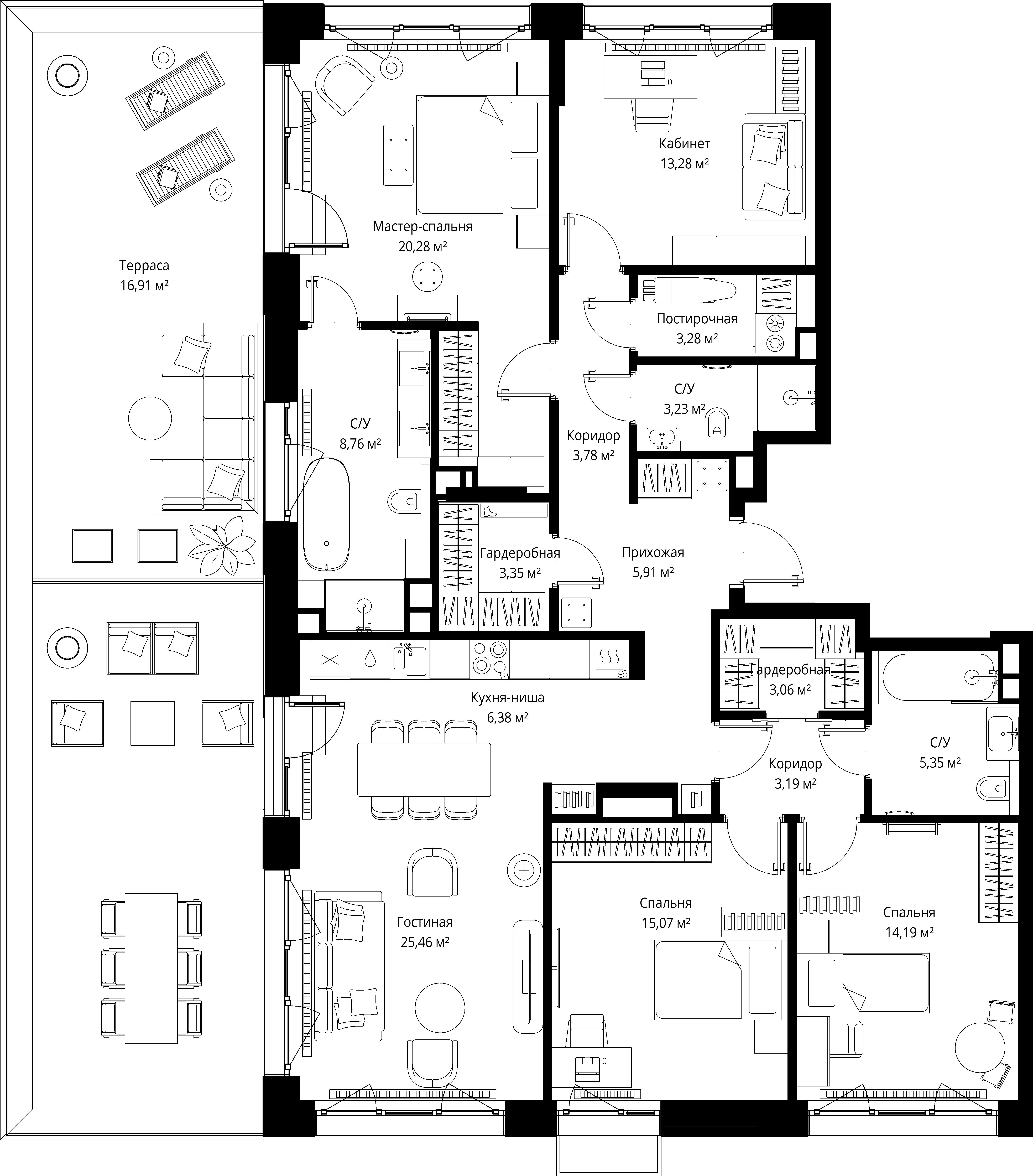 4-комнатная 151 м2 в ЖК МЫС корпус null этаж 7