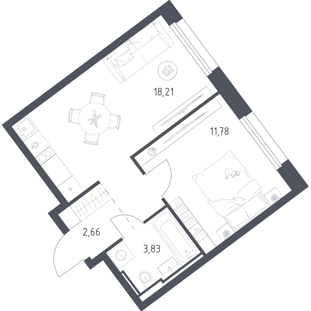 1-комнатная 36 м2 в ЖК Литературный Квартал корпус null этаж 11