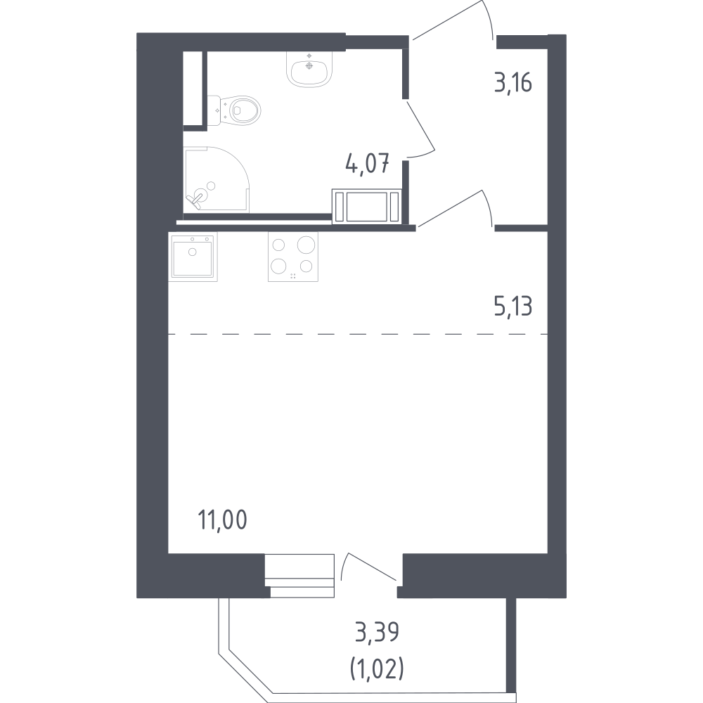 Студия 24 м2 в ЖК Живи! В Рыбацком корпус null этаж 5