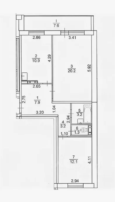 2-комнатная 59 м2 в ЖК undefined корпус null этаж 13