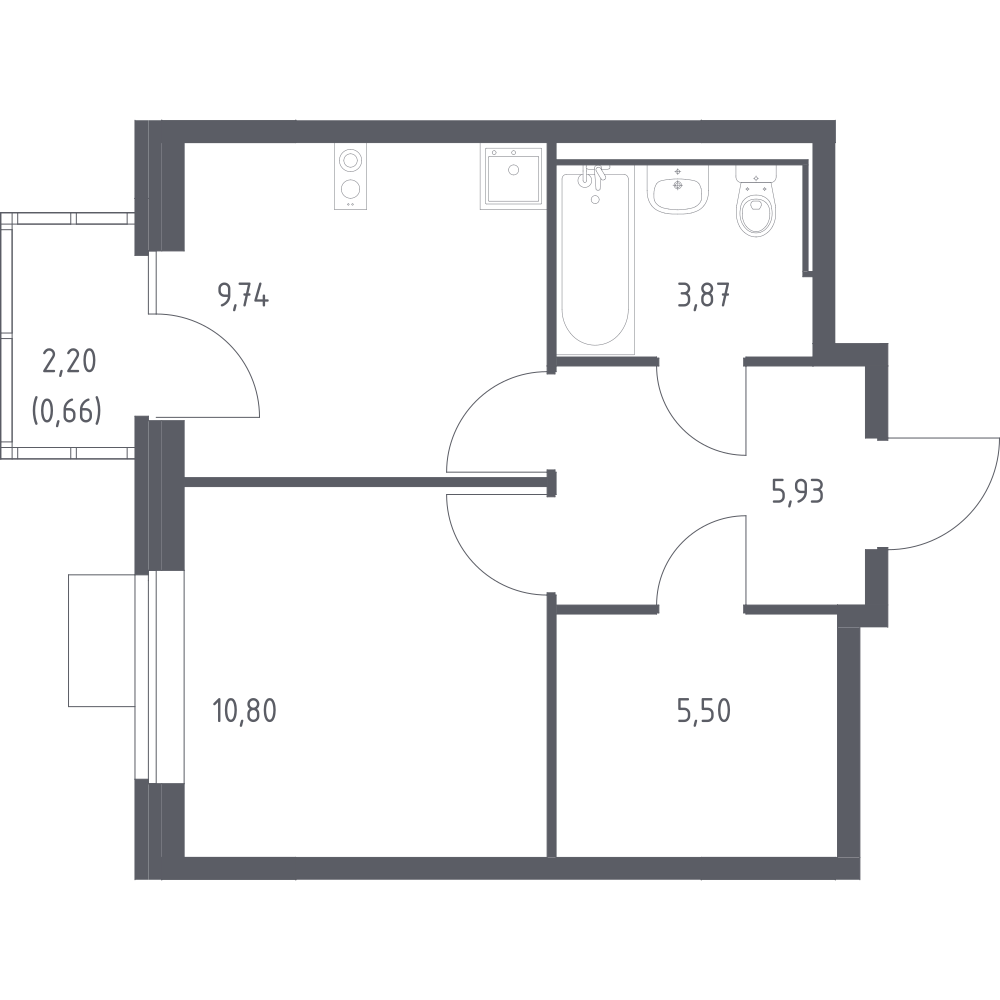 1-комнатная 36 м2 в ЖК Молжаниново корпус null этаж 5