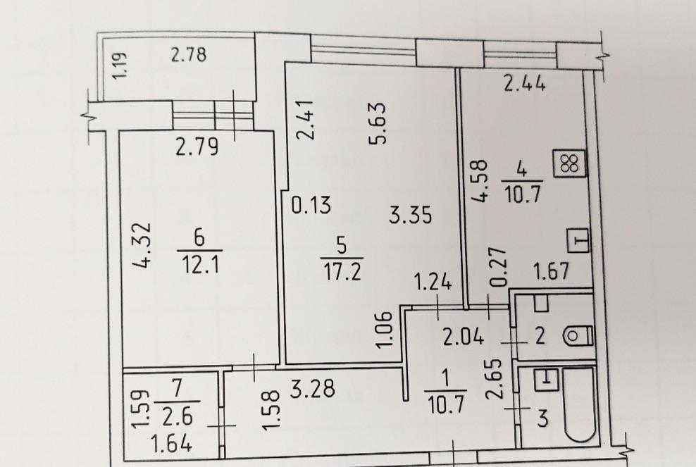 2-комнатная 59 м2 в ЖК undefined корпус null этаж 1
