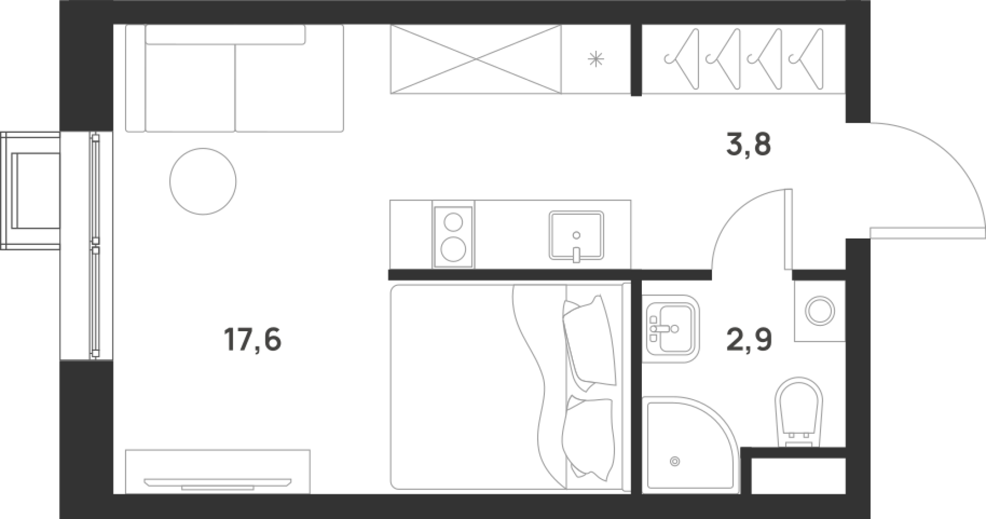 Студия 24 м2 в ЖК Foreville корпус null этаж 11