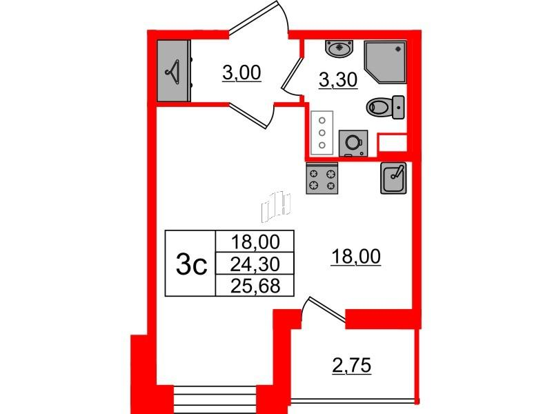 Студия 24 м2 в ЖК Бионика Заповедная корпус null этаж 4