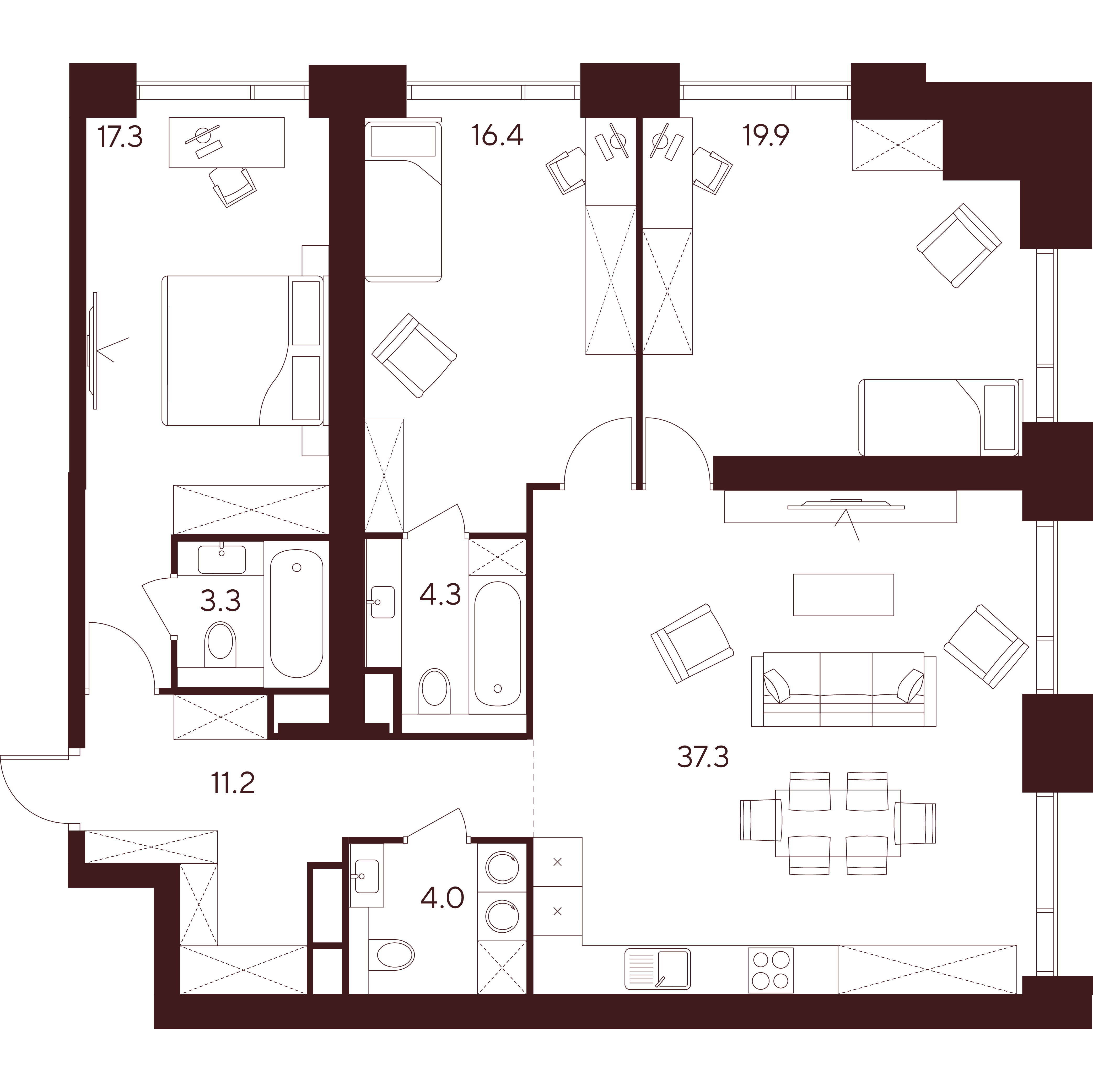 Студия 113 м2 в ЖК Инди Тауэрз от Аквилон корпус null этаж 9