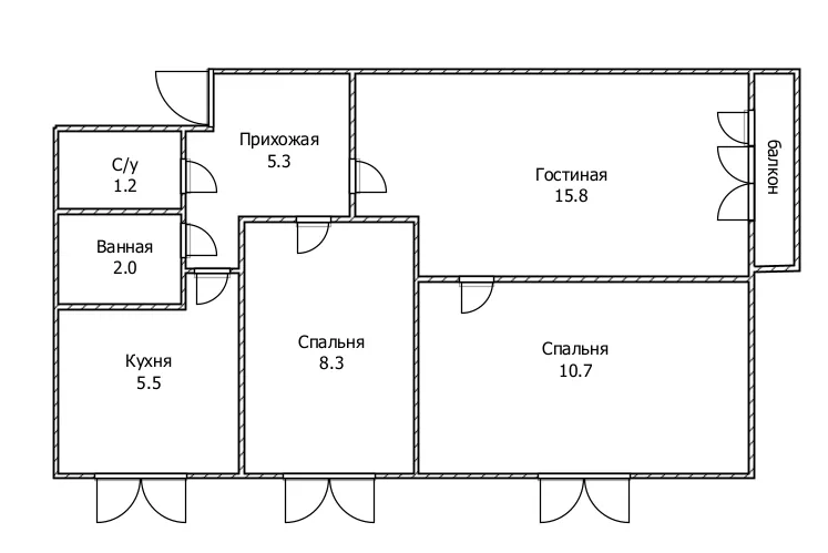 3-комнатная 49.8 м2 в ЖК undefined корпус null этаж 2