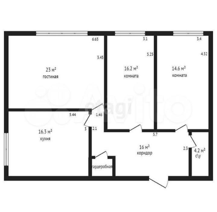 3-комнатная 90 м2 в ЖК undefined корпус null этаж 4