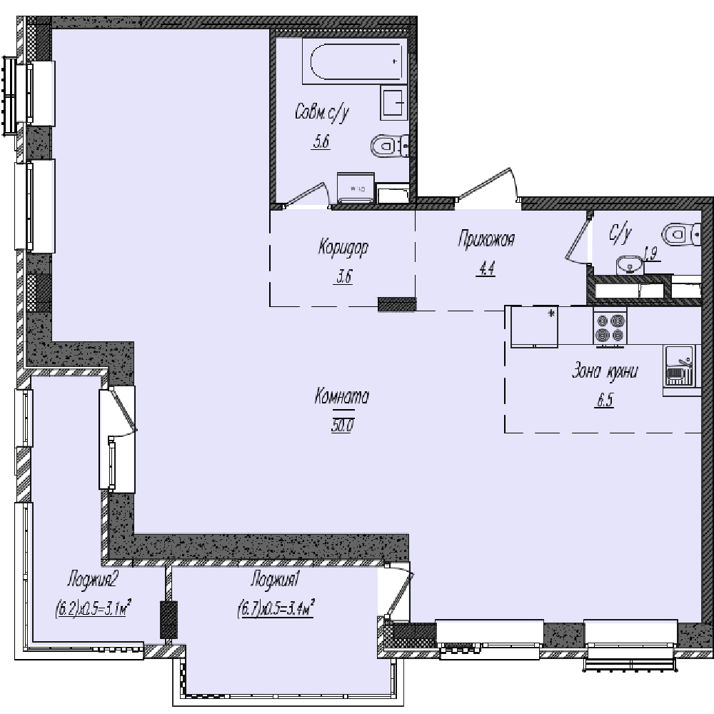 Студия 78 м2 в ЖК КОМОС на Тукая корпус null этаж 3
