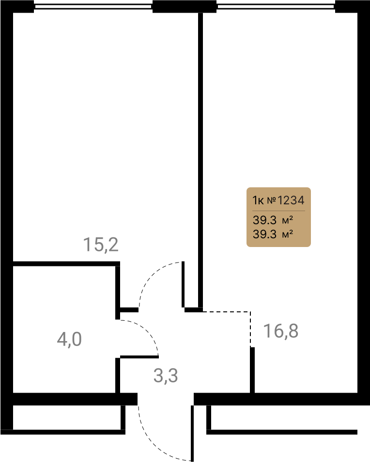 1-комнатная 39 м2 в ЖК Лесная коллекция корпус null этаж 13