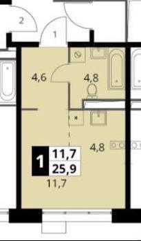 Студия 25.9 м2 в ЖК undefined корпус null этаж 9