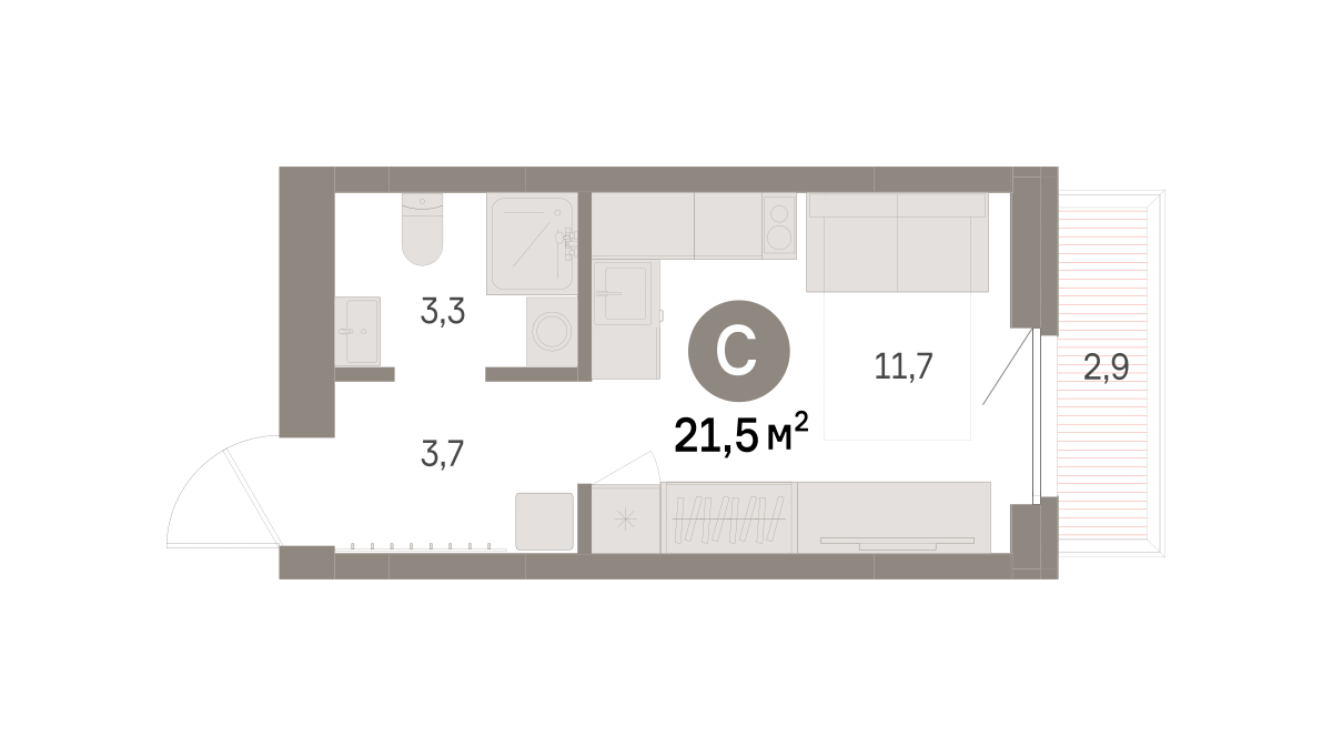 Студия 21 м2 в ЖК Шишимская горка корпус null этаж 5