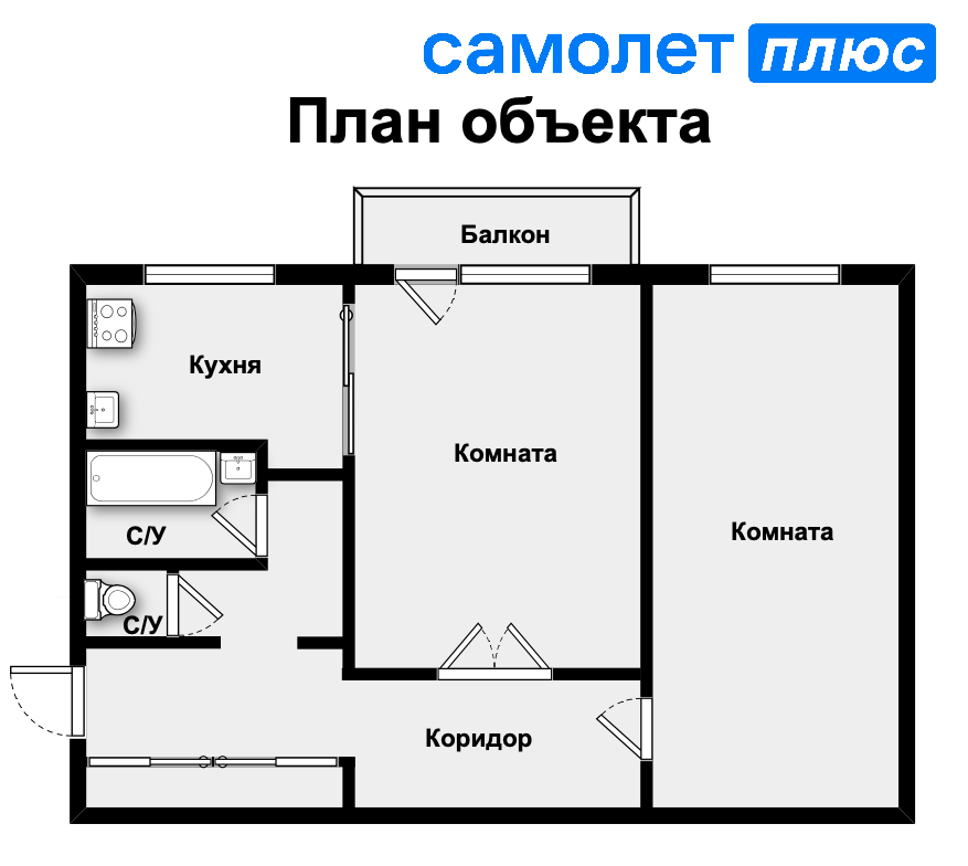 2-комнатная 76.7 м2 в ЖК undefined корпус null этаж 4
