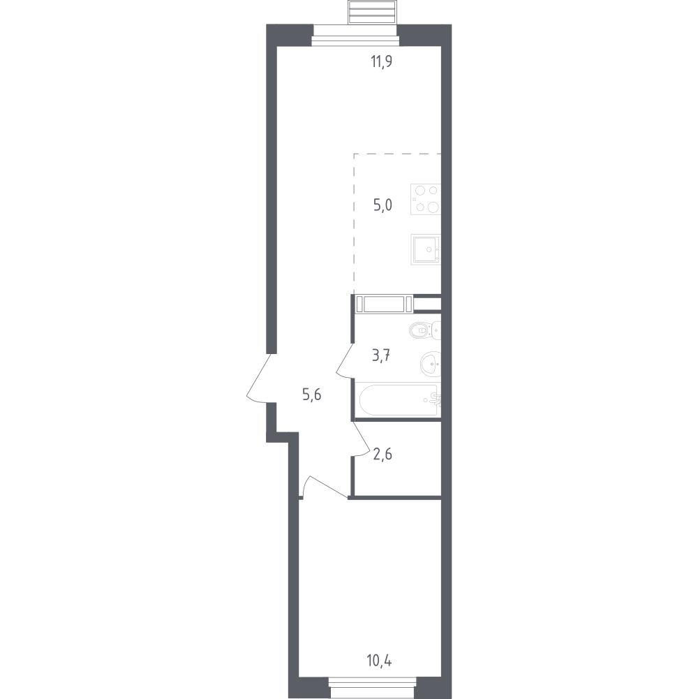 Студия 38 м2 в ЖК Эко Бунино корпус null этаж 3