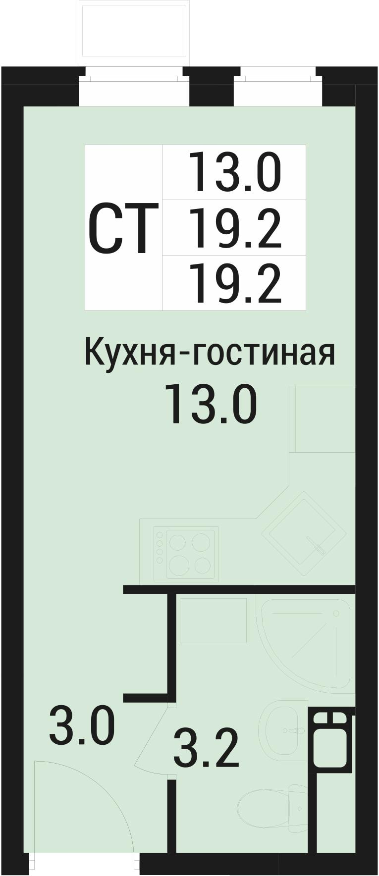 Студия 19 м2 в ЖК Дом в Малаховке корпус null этаж 2