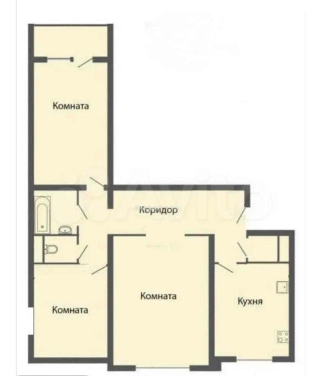 3-комнатная 65.3 м2 в ЖК undefined корпус null этаж 4