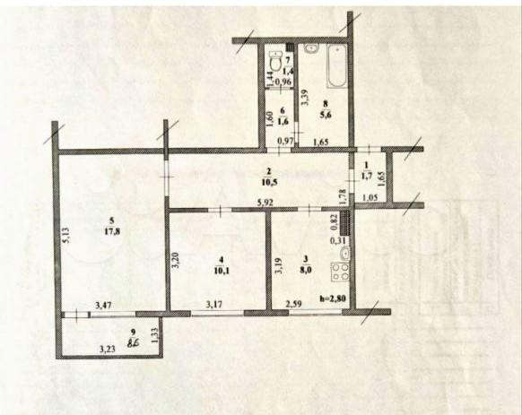2-комнатная 57.7 м2 в ЖК undefined корпус null этаж 2