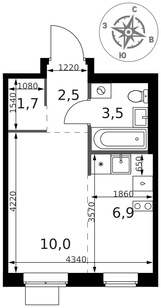 Студия 24 м2 в ЖК 1-й Ясеневский корпус null этаж 12