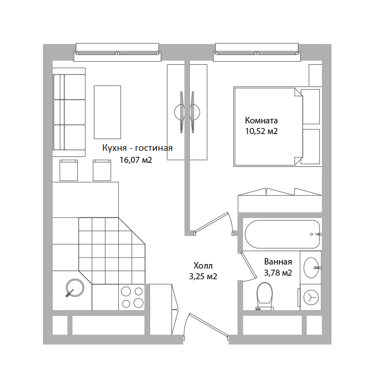 Студия 33 м2 в ЖК Адрес корпус null этаж 11