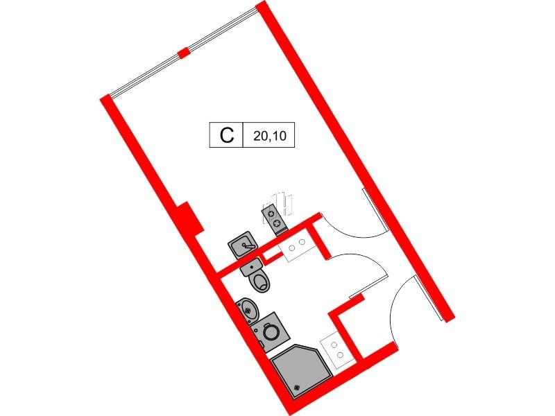Студия 20 м2 в ЖК МОСКО корпус null этаж 3