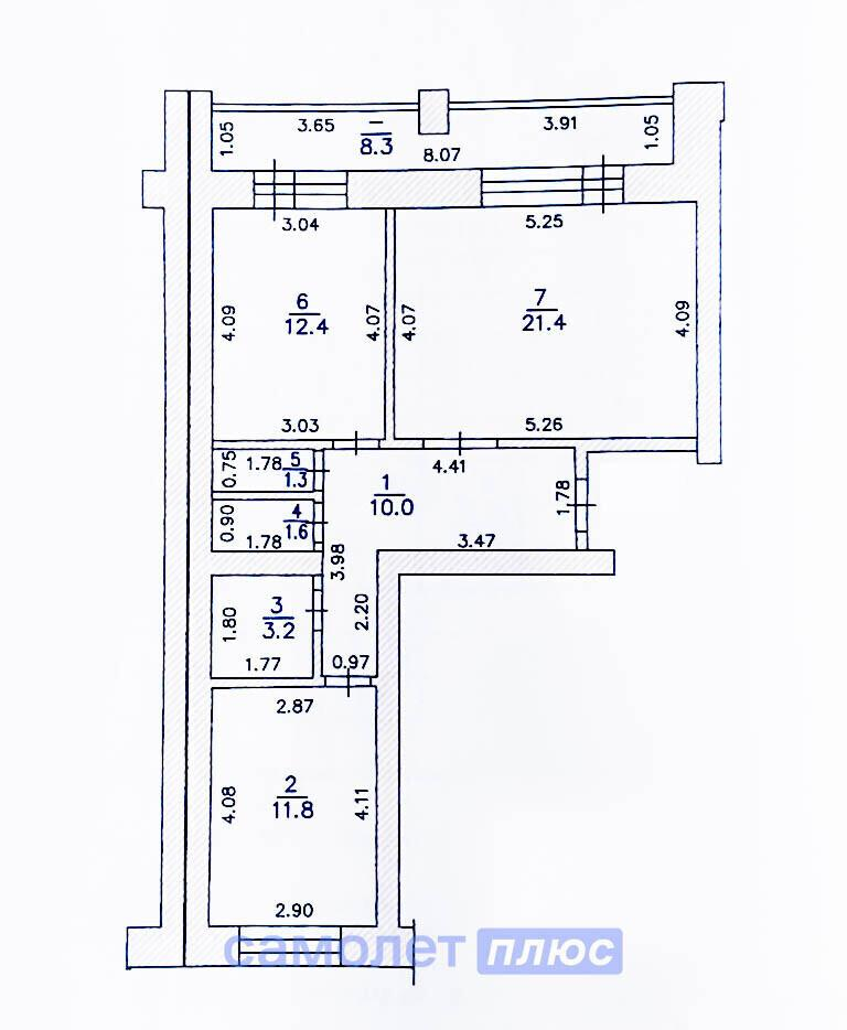 2-комнатная 61.7 м2 в ЖК undefined корпус null этаж 3