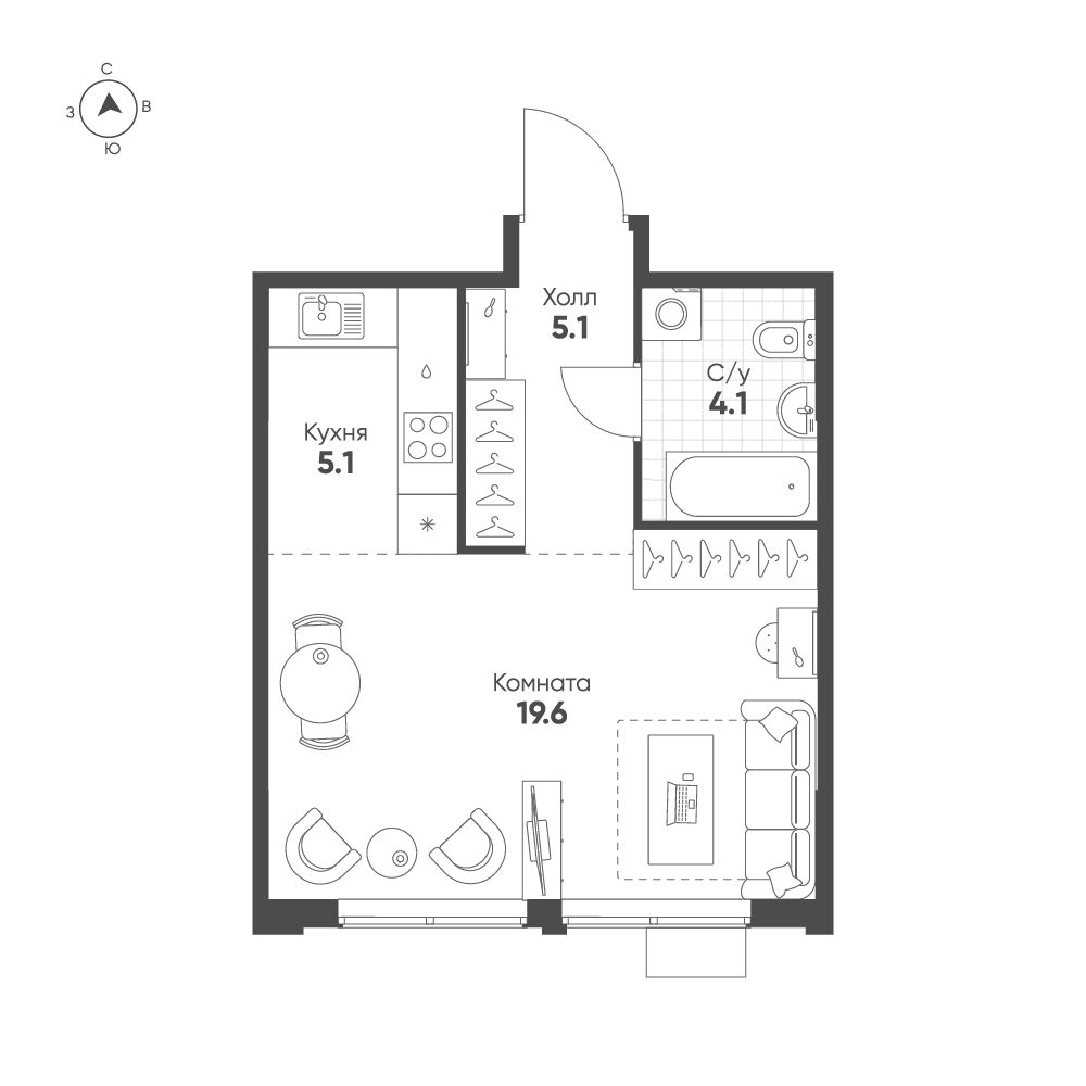 1-комнатная 33 м2 в ЖК Ягодное Река Парк корпус null этаж 8