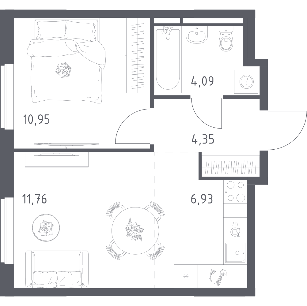Студия 38 м2 в ЖК Мытищи Парк корпус null этаж 15