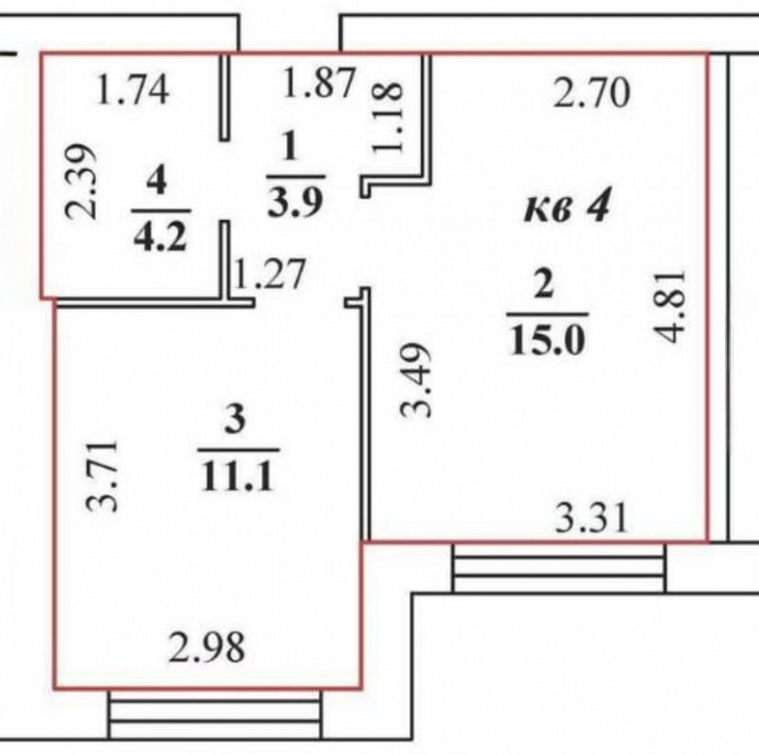 1-комнатная 34.2 м2 в ЖК undefined корпус null этаж 1