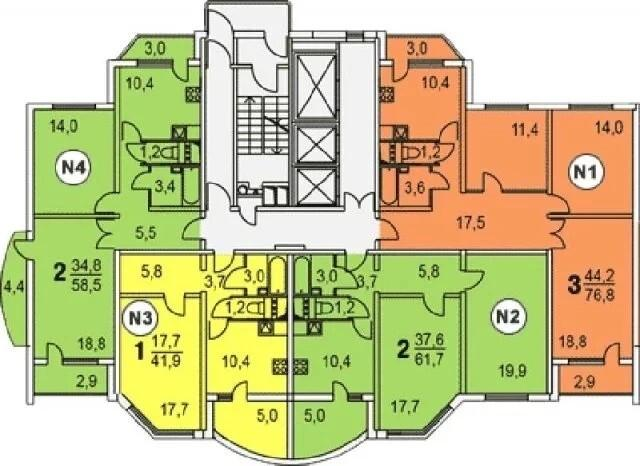 1-комнатная 41.2 м2 в ЖК undefined корпус null этаж 2