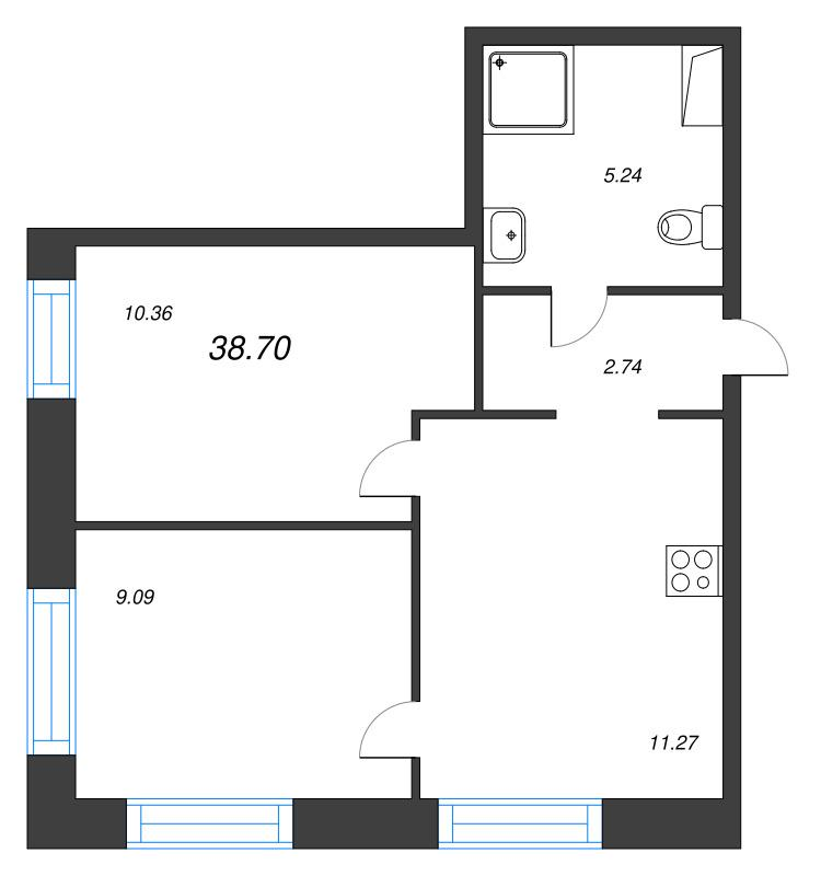 2-комнатная 38 м2 в ЖК ID Polytech корпус null этаж 7