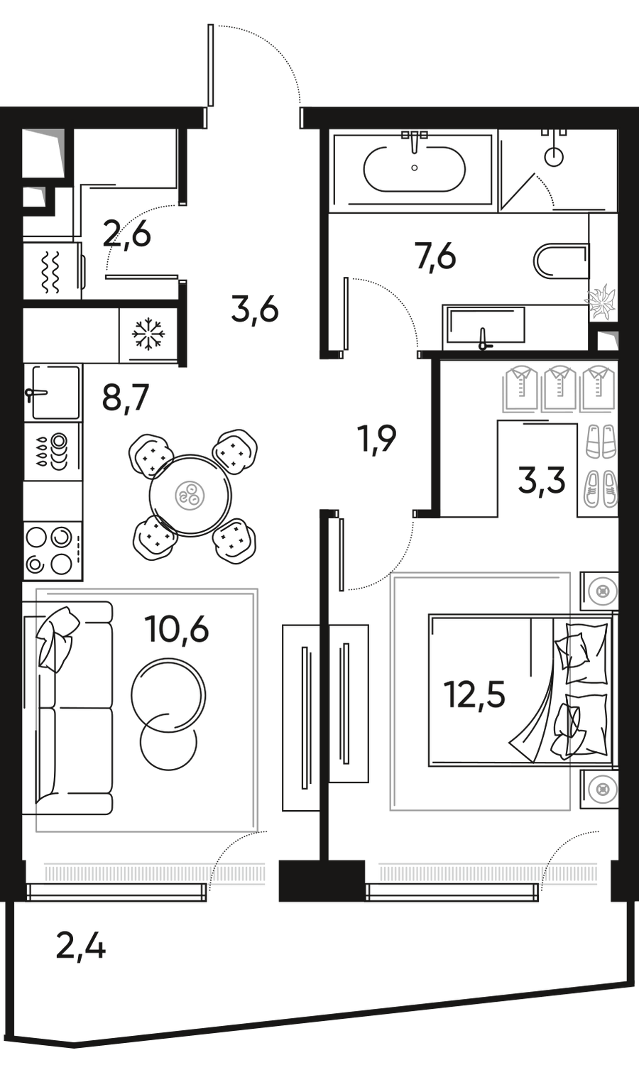 2-комнатная 51 м2 в ЖК ПРАЙД корпус null этаж 21