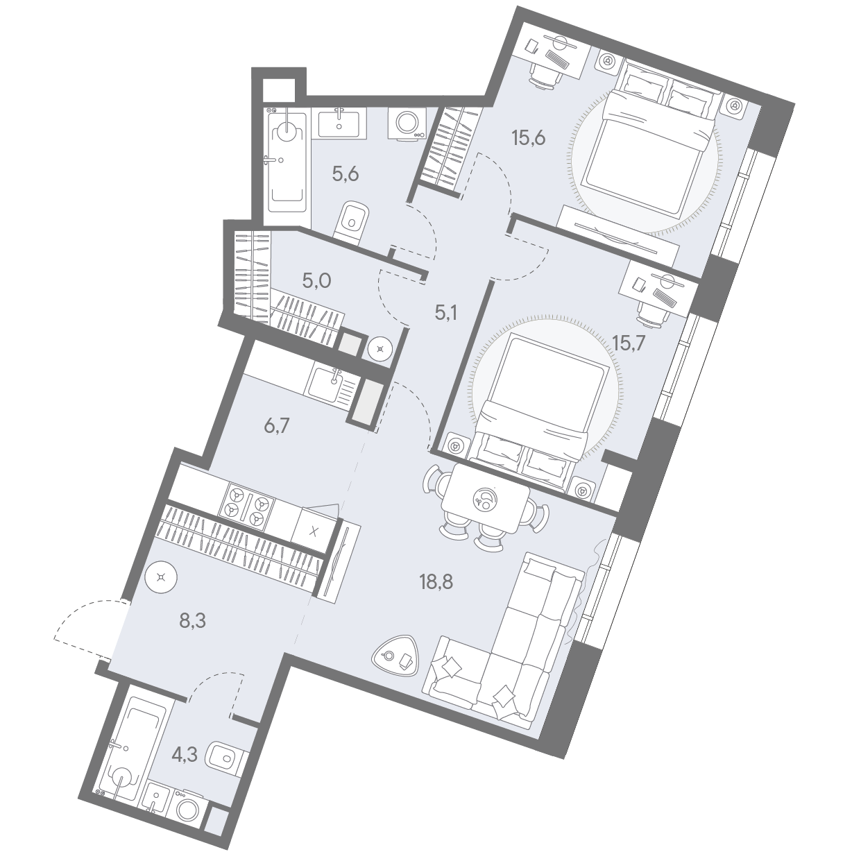 4-комнатная 85 м2 в ЖК Родина Переделкино корпус null этаж 30