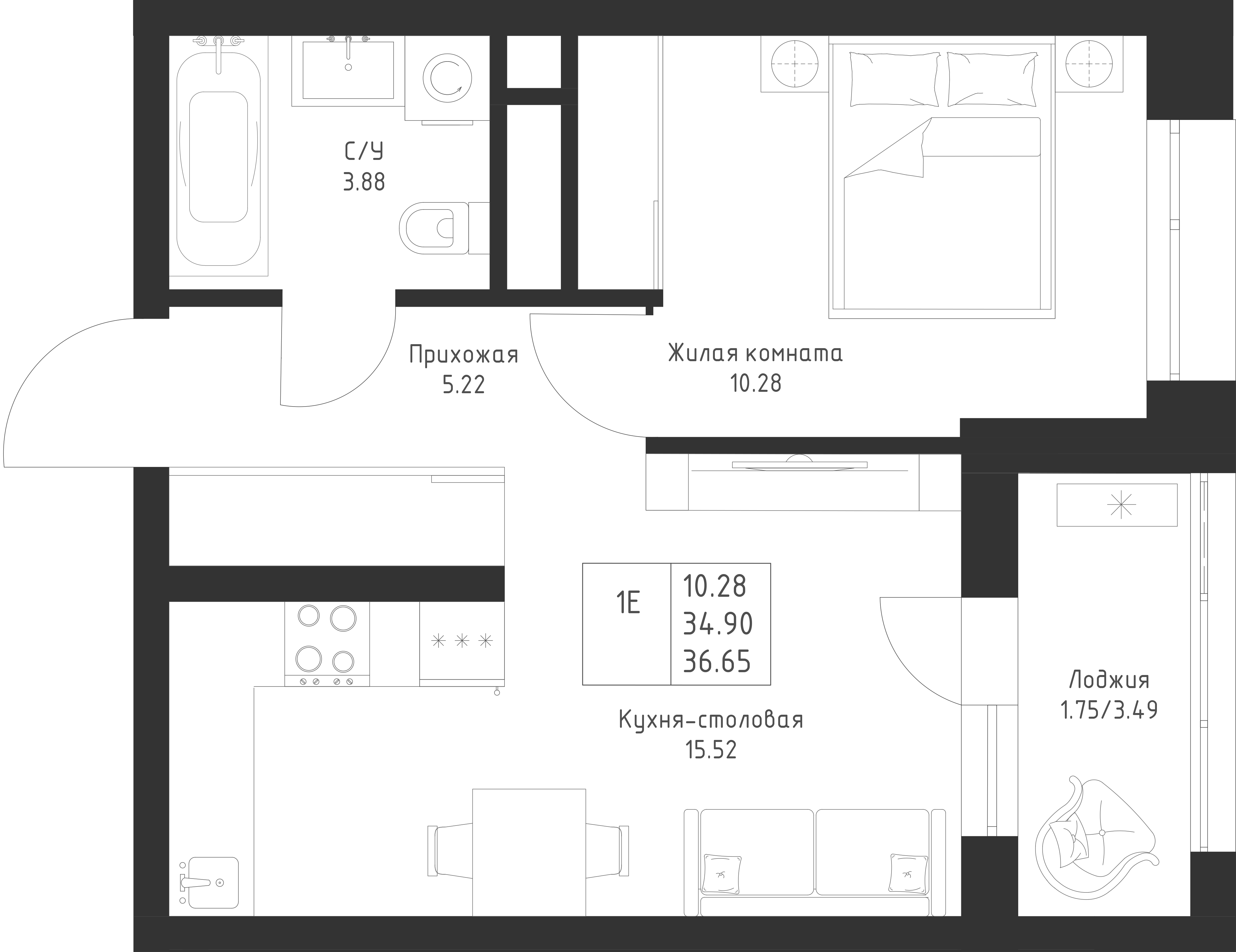 Студия 36 м2 в ЖК Мой Ритм корпус null этаж 13