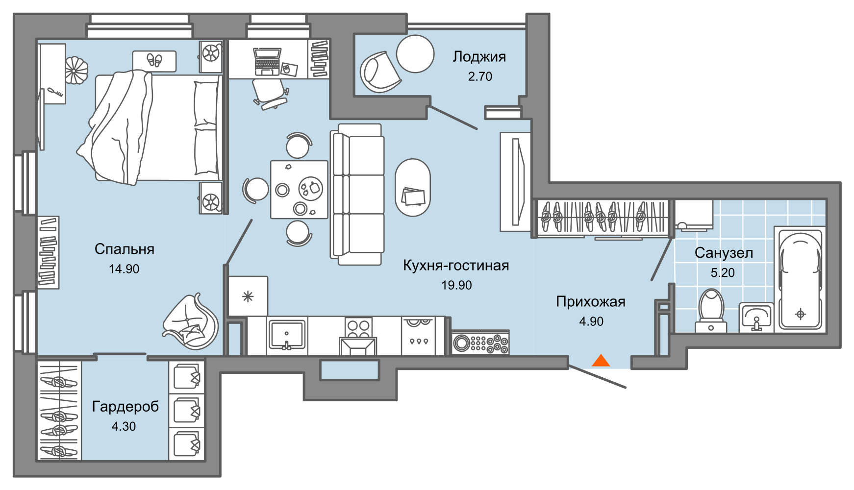 2-комнатная 51 м2 в ЖК Камаполис корпус null этаж 10