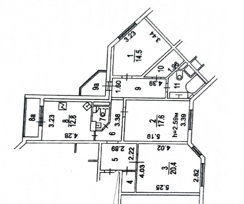 3-комнатная 95.6 м2 в ЖК undefined корпус null этаж 11