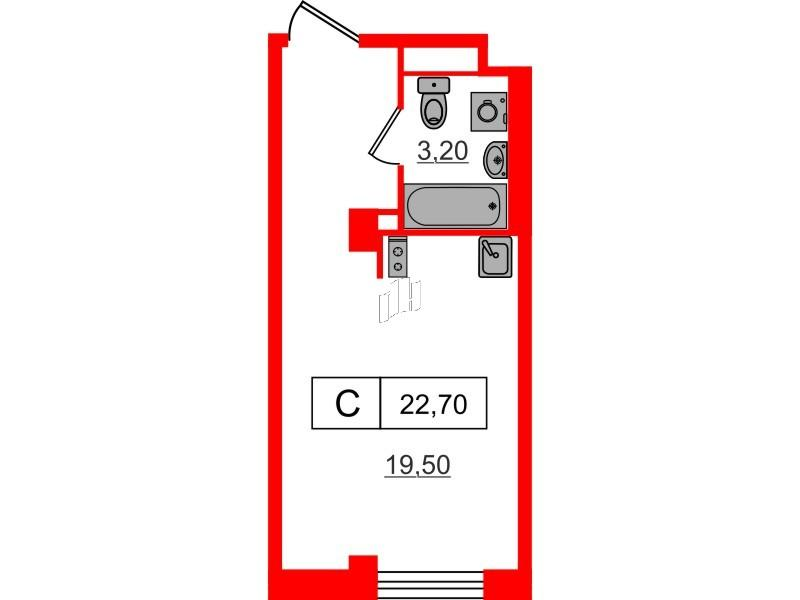 Студия 22 м2 в ЖК GLER корпус null этаж 8