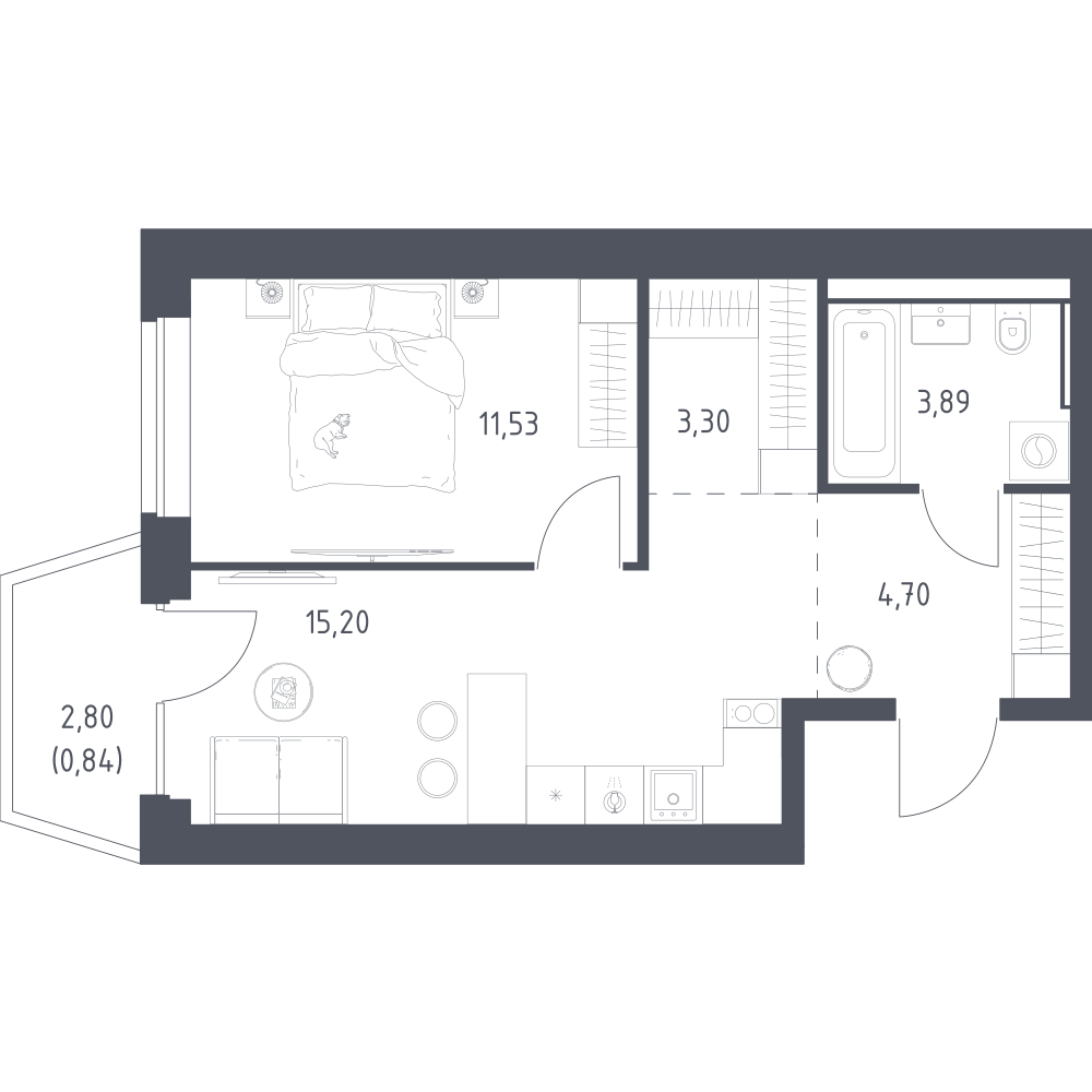 1-комнатная 39 м2 в ЖК Литературный Квартал корпус null этаж 6
