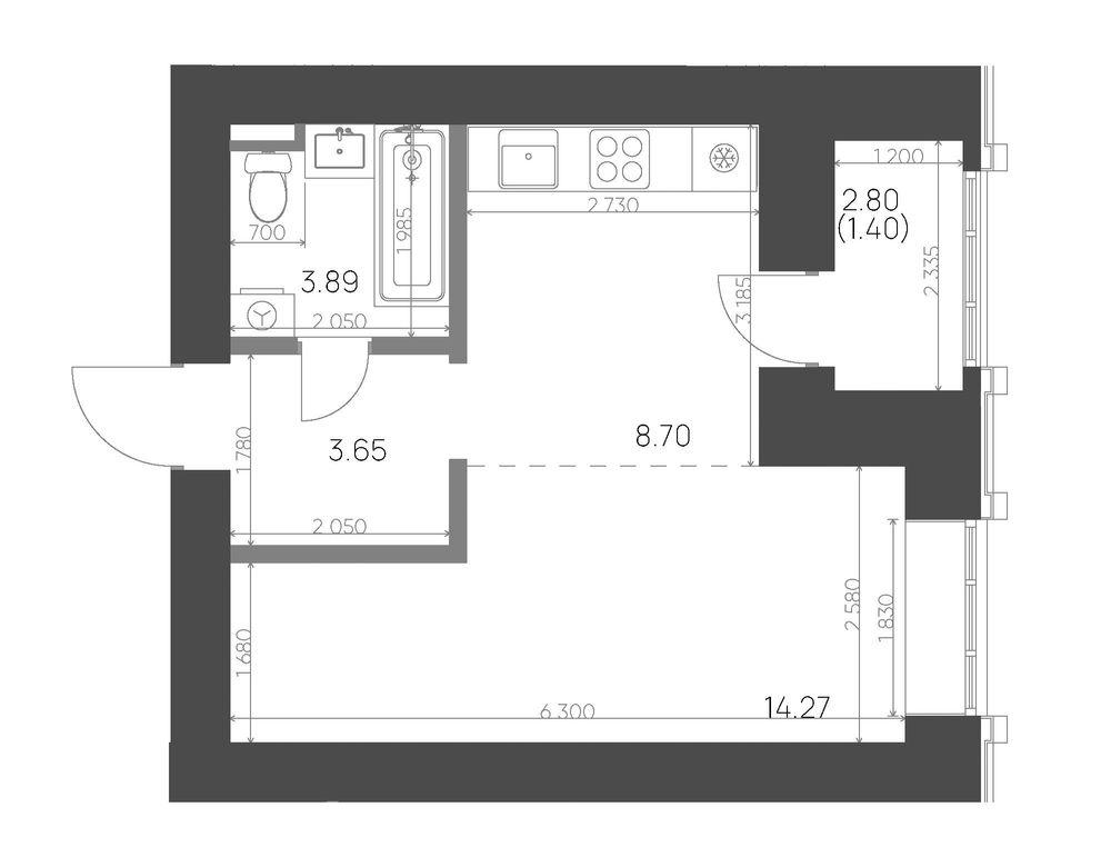 Студия 31 м2 в ЖК Калина корпус null этаж 8