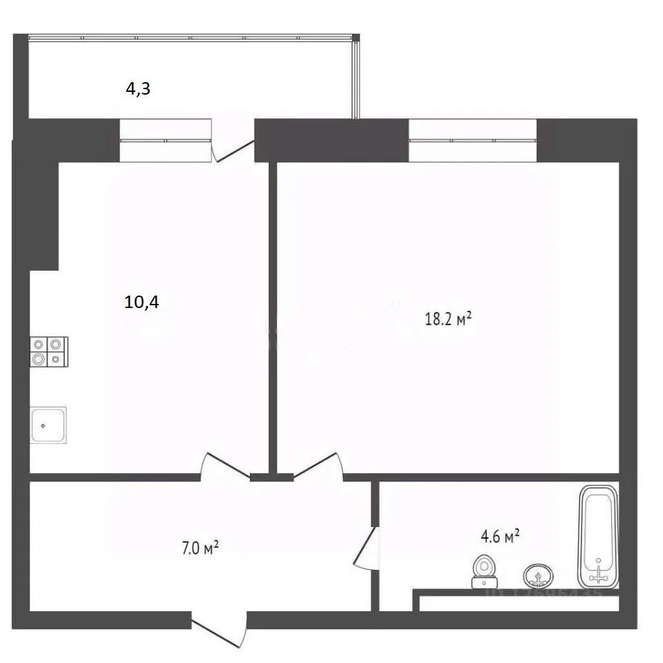 1-комнатная 42 м2 в ЖК undefined корпус null этаж 10