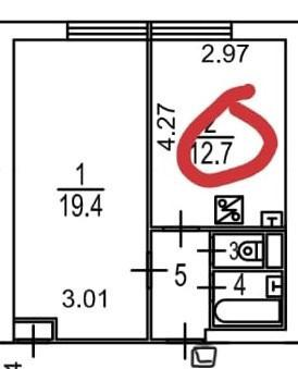 1-комнатная 38.5 м2 в ЖК undefined корпус null этаж 2