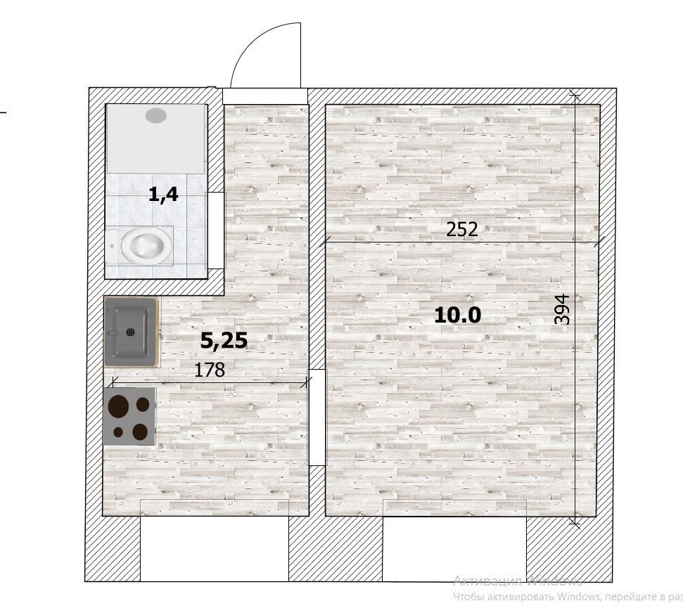 1-комнатная 16.5 м2 в ЖК undefined корпус null этаж 1