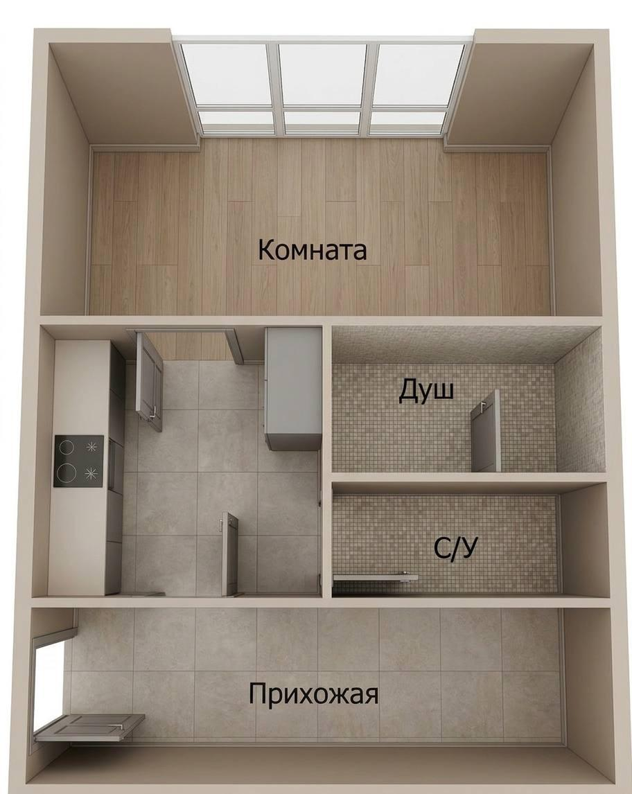 1-комнатная 15.7 м2 в ЖК undefined корпус null этаж 1