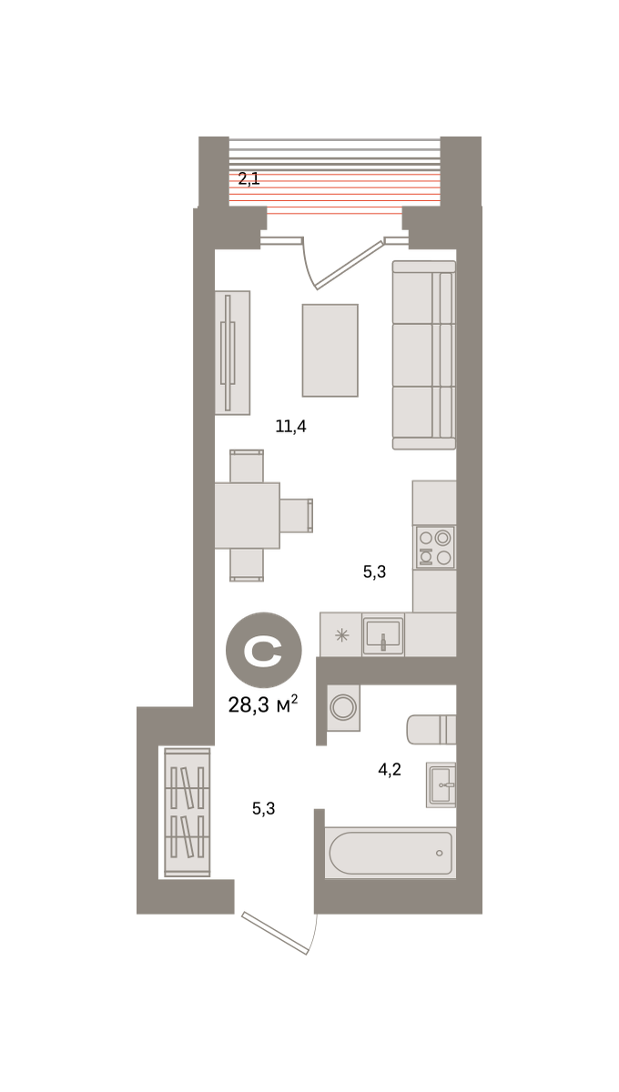 Студия 28 м2 в ЖК Метроном корпус null этаж 8