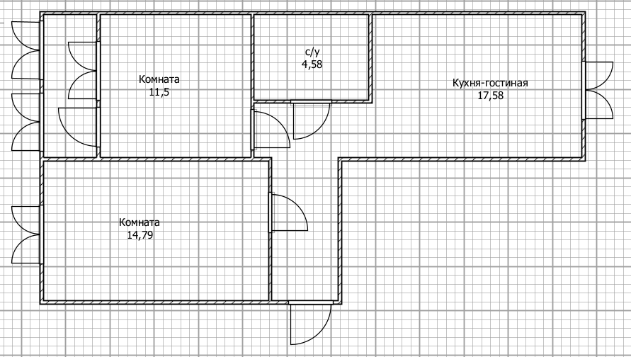 2-комнатная 57.1 м2 в ЖК undefined корпус null этаж 1