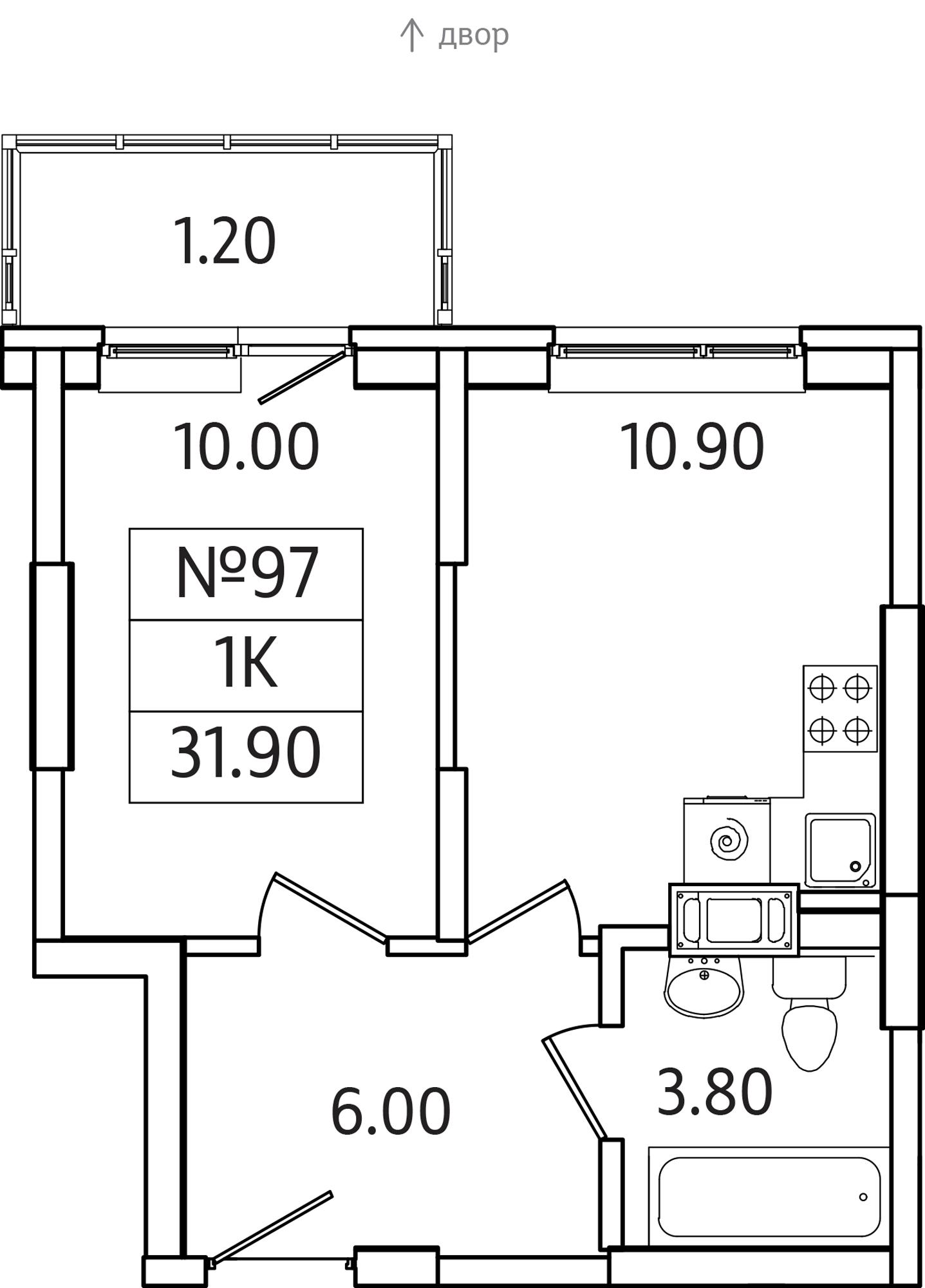1-комнатная 31 м2 в ЖК Видный Берег-2 корпус null этаж 12