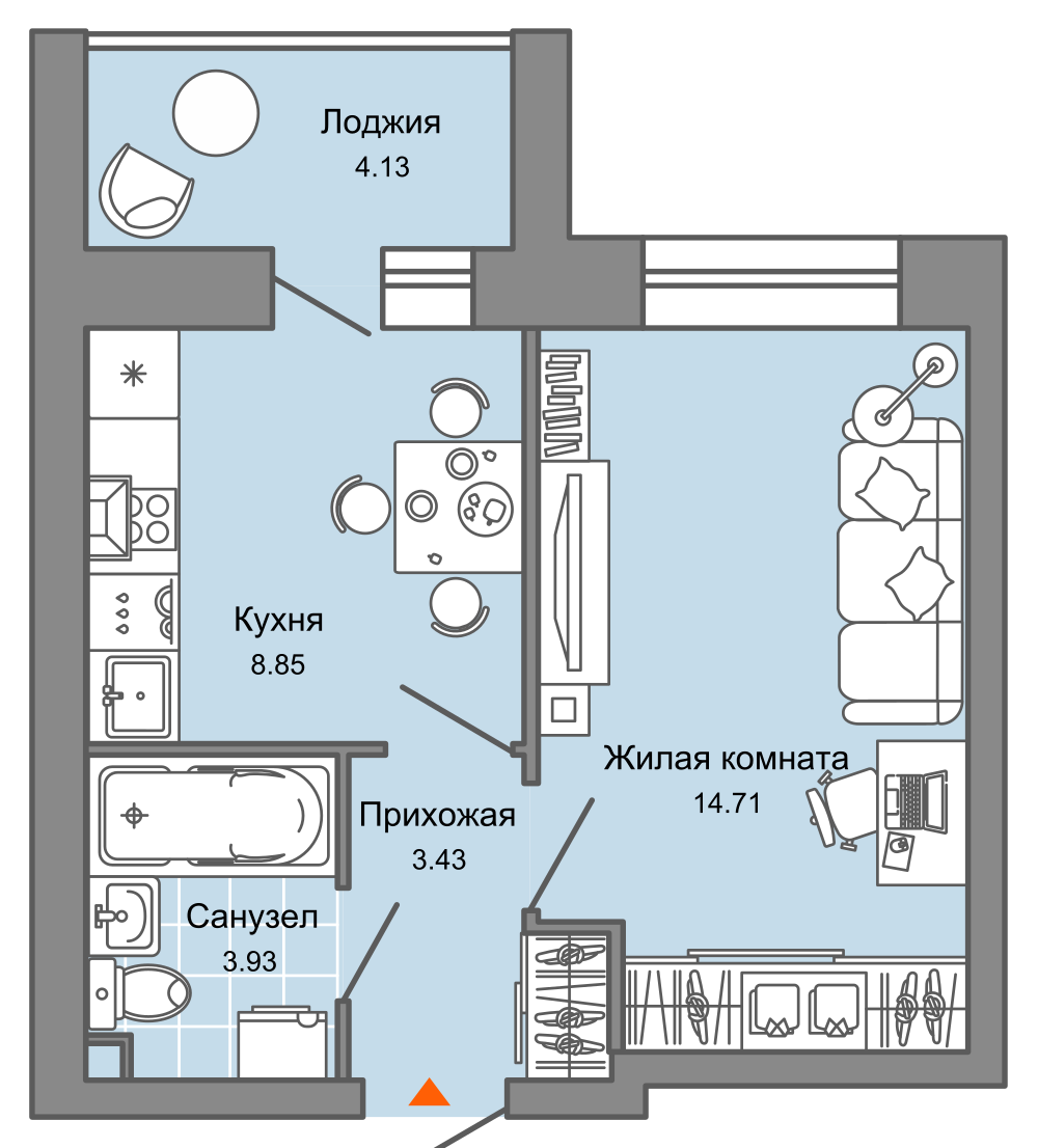 1-комнатная 33 м2 в ЖК Город новаторов корпус null этаж 7