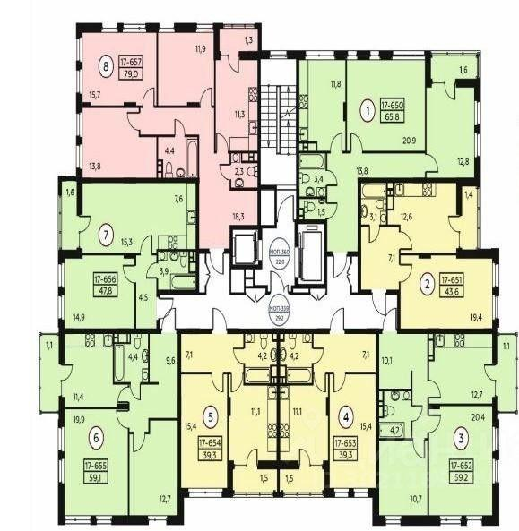 1-комнатная 38.1 м2 в ЖК undefined корпус null этаж 3