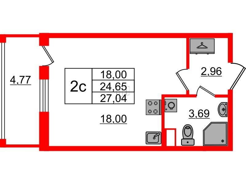 Студия 24 м2 в ЖК Бионика Заповедная корпус null этаж 1