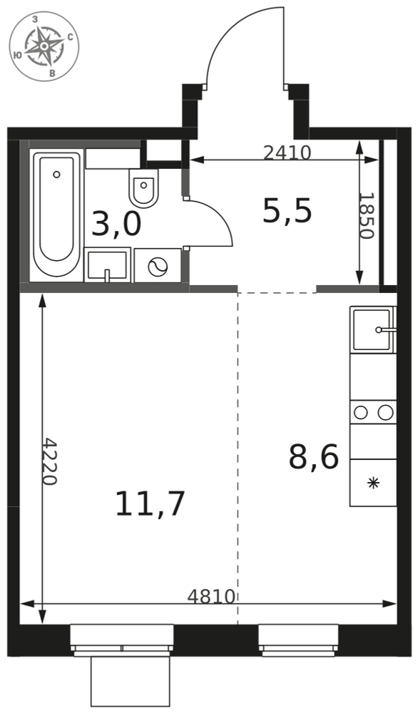 Студия 28 м2 в ЖК 1-й Химкинский корпус null этаж 7
