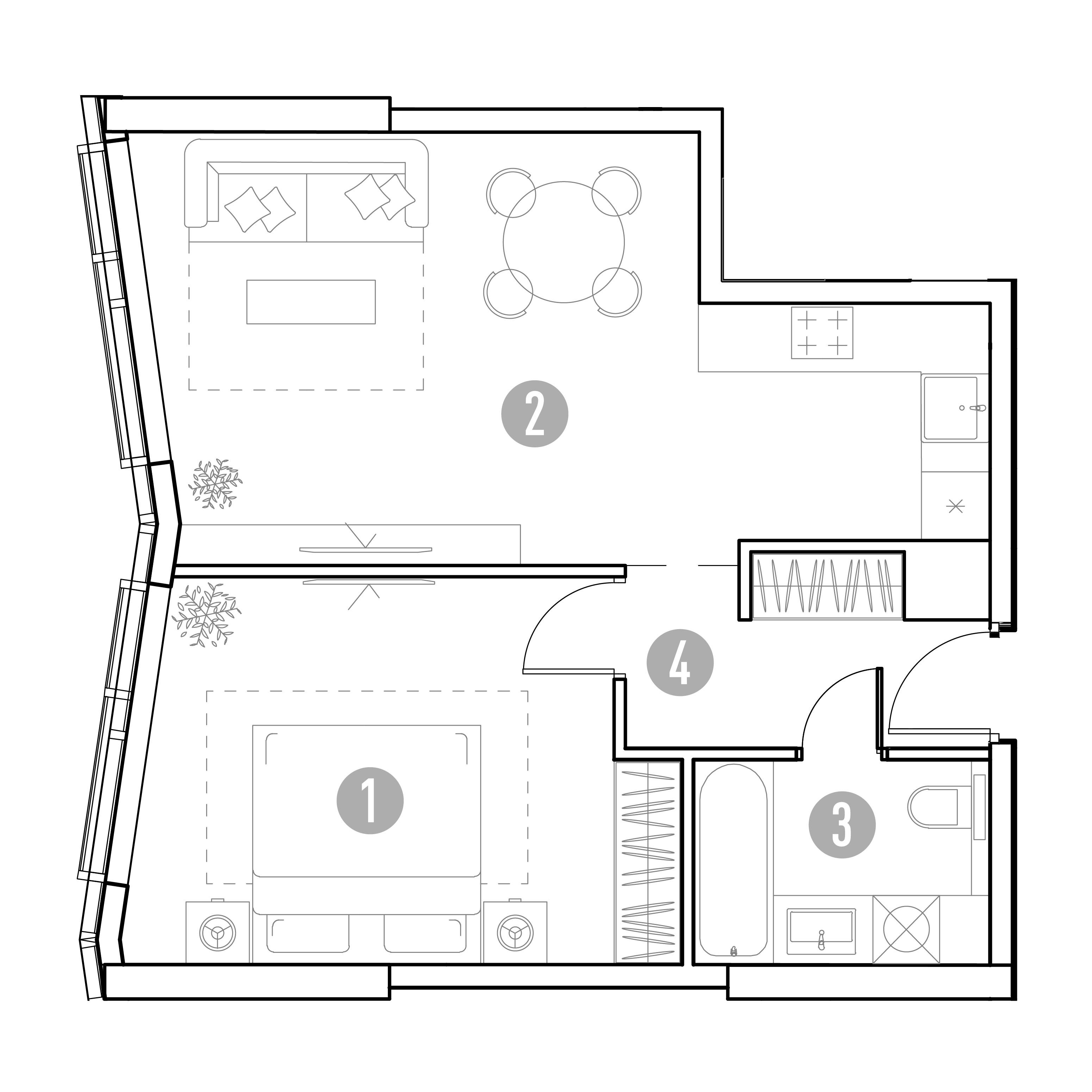 1-комнатная 48 м2 в ЖК УНО.Горбунова корпус null этаж 13